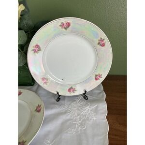 Bavaria Lusterware Floral Dessert Plates, Set of 2, Iridescent Vintage China
